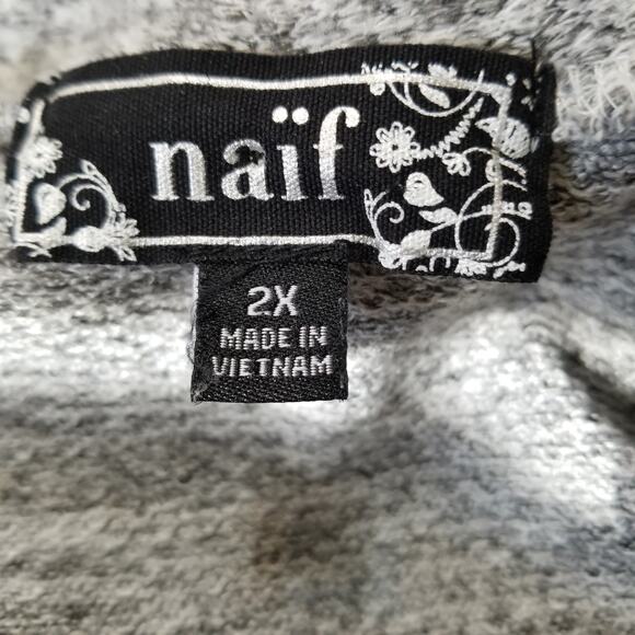 NAIF Medium Gray Long Sleeve Knit Cardigan Stretchy Wrap Closure Size 2X - Picture 7 of 8